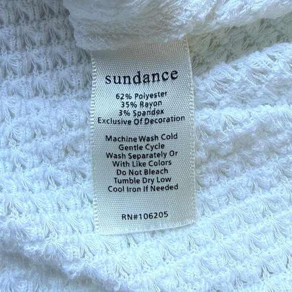 Sundance Top Womens XS White Waffle Knit Embroidered Boho Long Sleeve Pullover - Picture 6 of 6